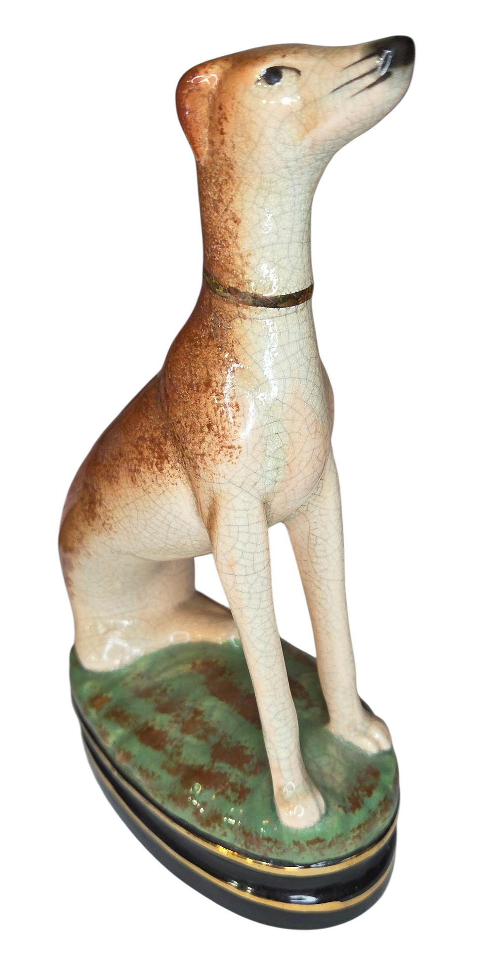 Thumbnail: Vintage Fitz & Floyd Whippet Greyhound Staffordshire Dog Figurine - Repaired