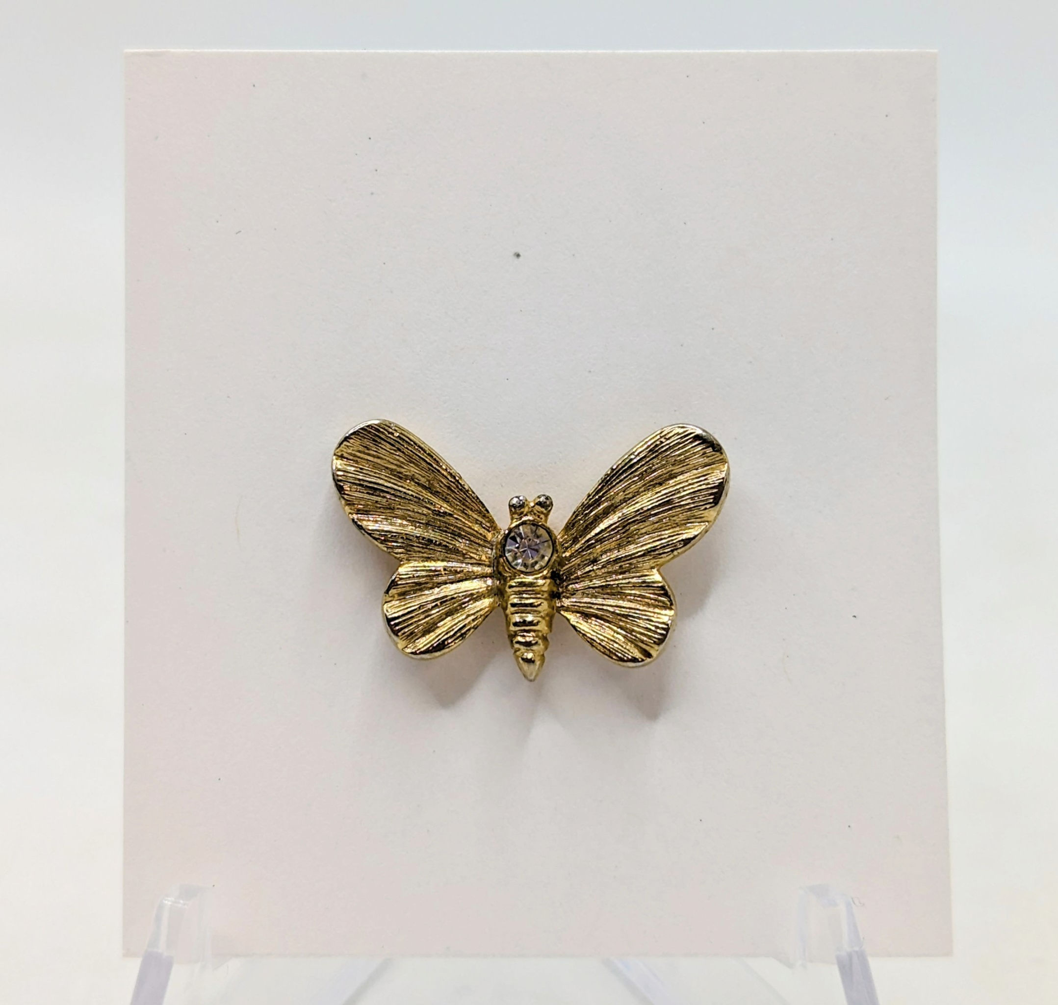 Gold Tone Butterfly With Gem On Body Metal Lapel Pin