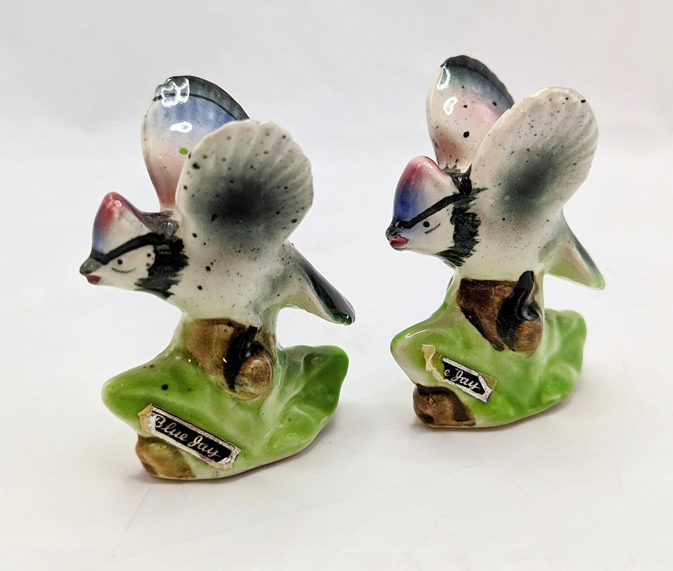 Thumbnail: Vintage Porcelain Flying Blue Jays Salt And Pepper Shakers Made In Japan