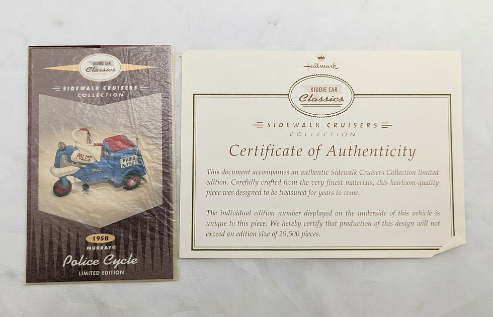 Thumbnail: Hallmark Kiddie Car Classics Sidewalk Cruisers 1958 Police Cycle