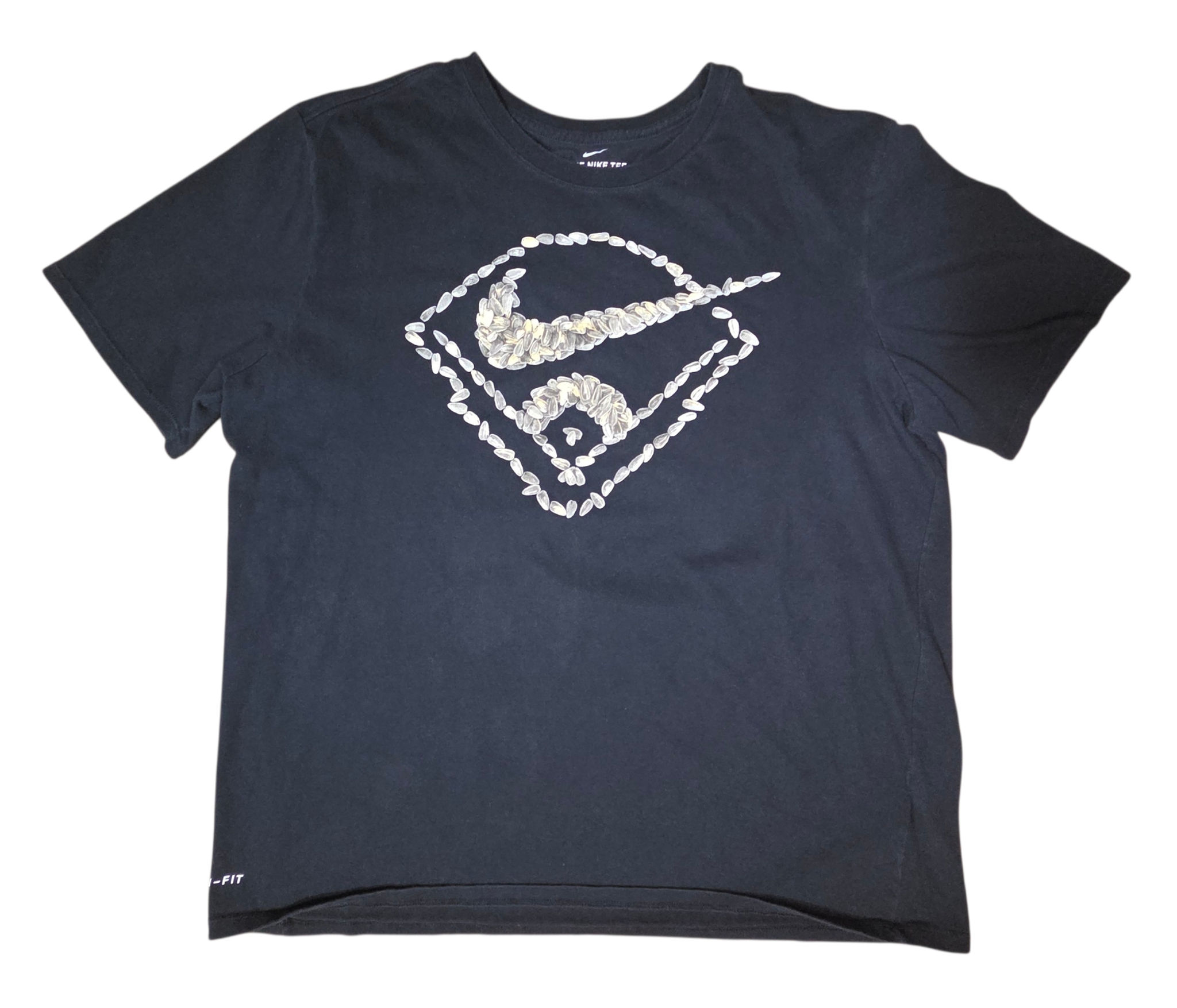 Nike Dri Fit Sunflower Seeds Home Plate Graphic Black Baseball T-Shirt Size XL