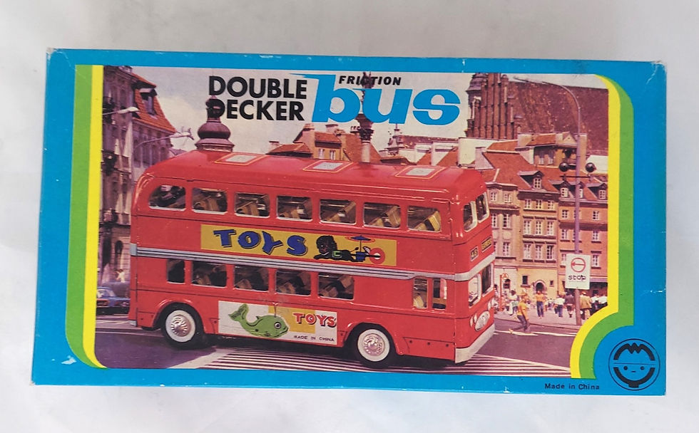 Thumbnail: Vintage Friction Powered Toys Tin Double Decker Bus
