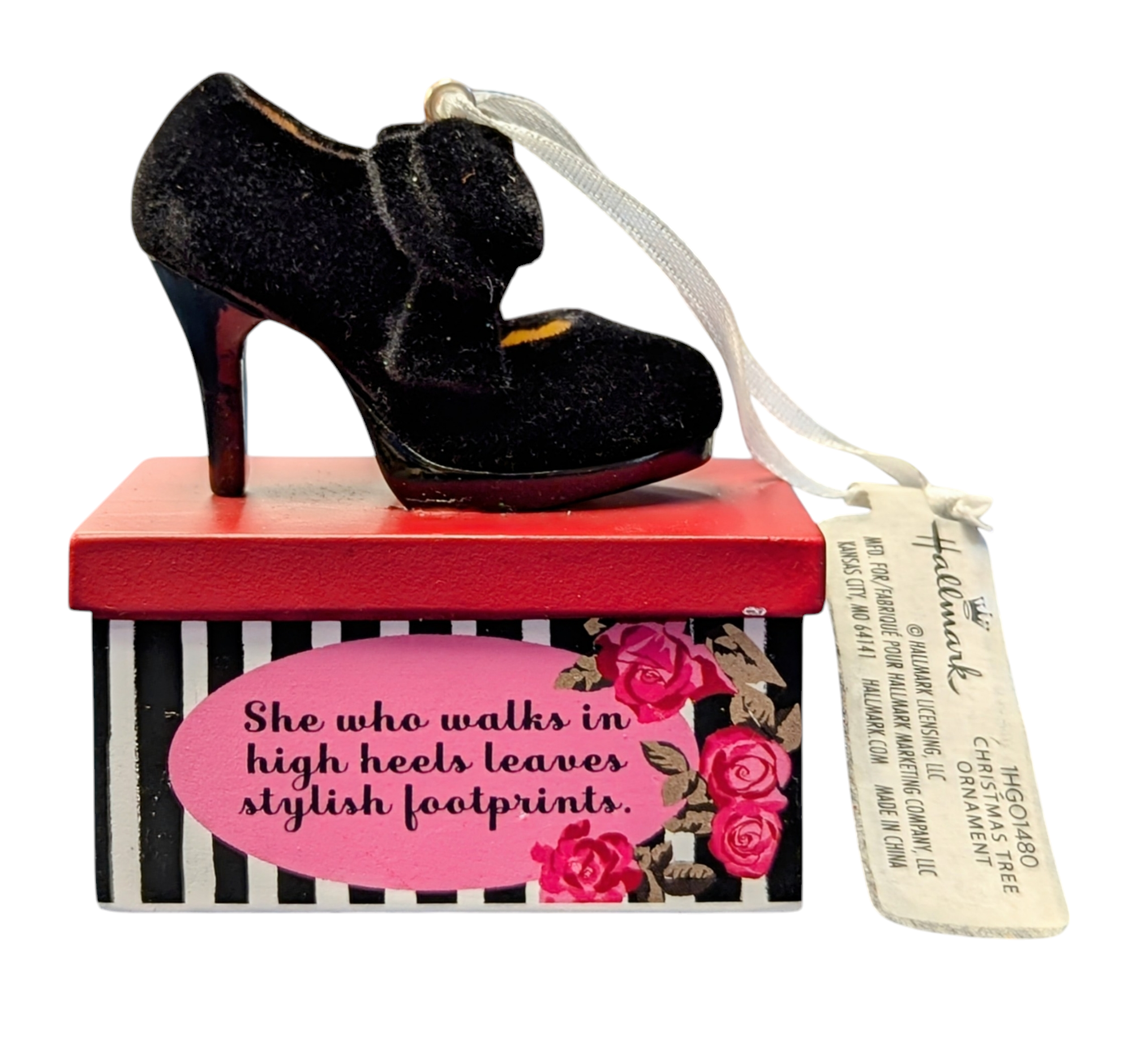 Hallmark Stylish Footprints High Heel Shoe Box Christmas Ornament