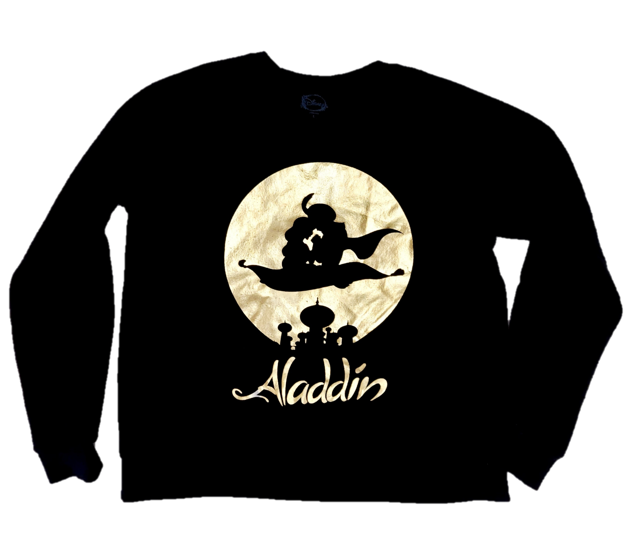 Vintage Disney Aladdin Black Gold Foil Sweatshirt Large