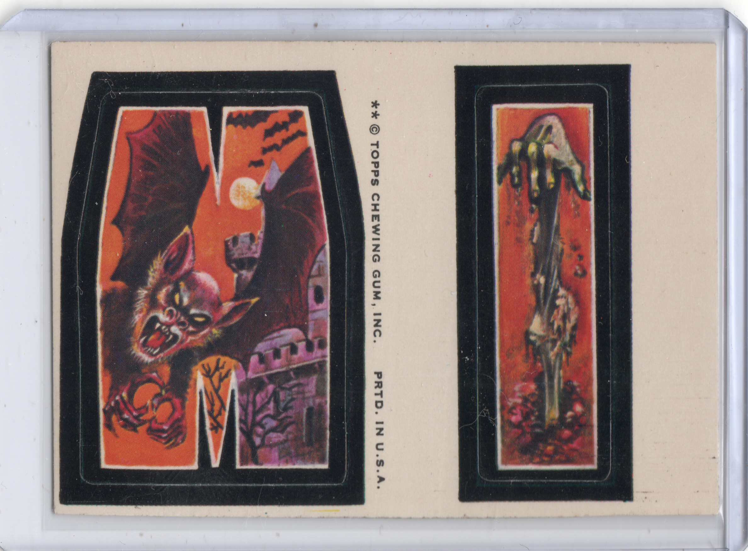 1974 Topps Monster Initials Sticker Card MI #MI