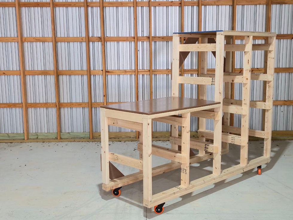 Thumbnail: 2x4, 2x2 Tote Rack & Workbench Hybrid - Left