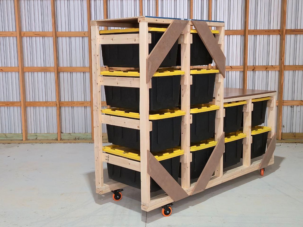 Thumbnail: 2x4, 2x2 Tote Rack & Workbench Hybrid - Left