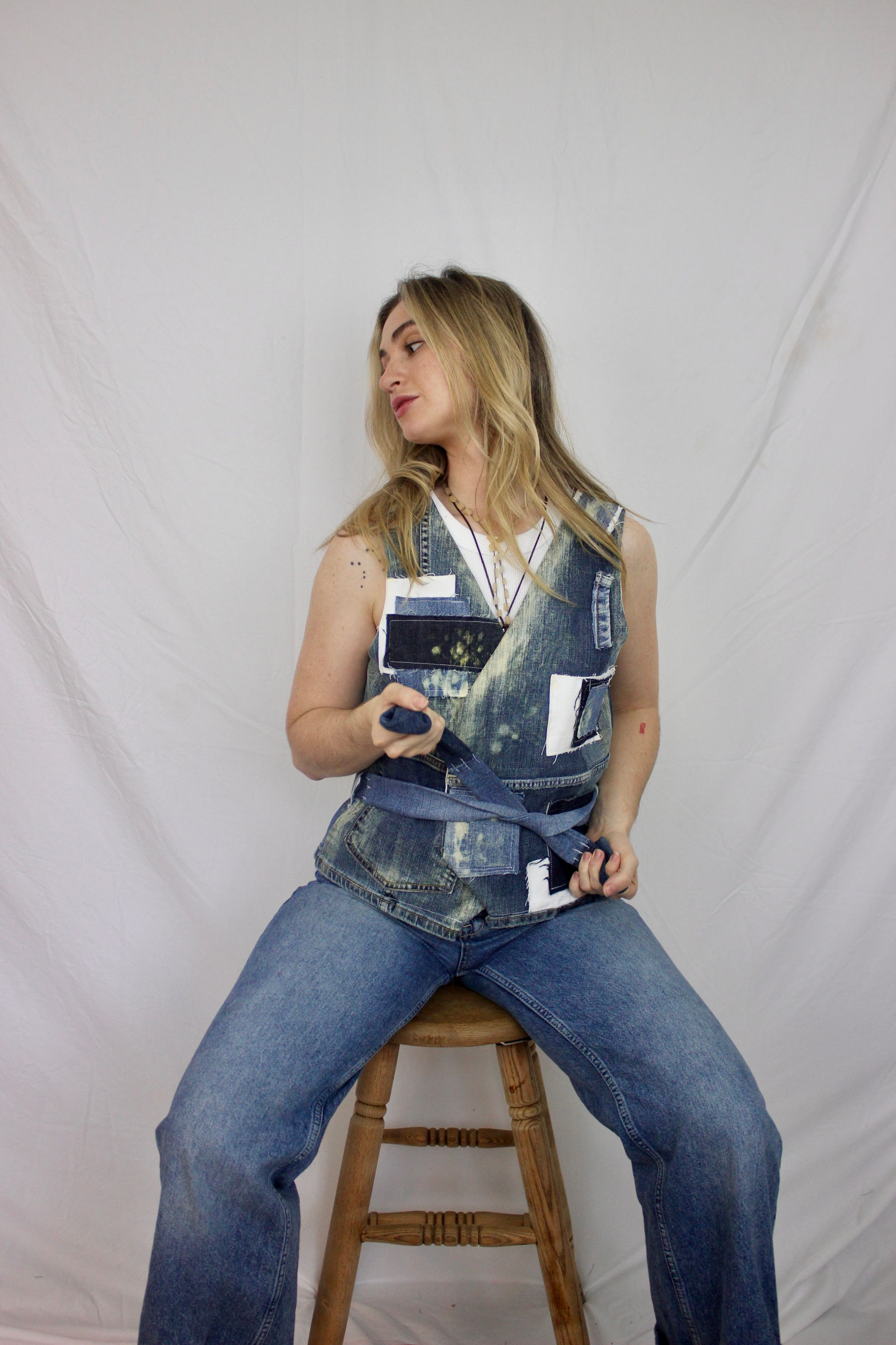 Denim Patchwork Vest
