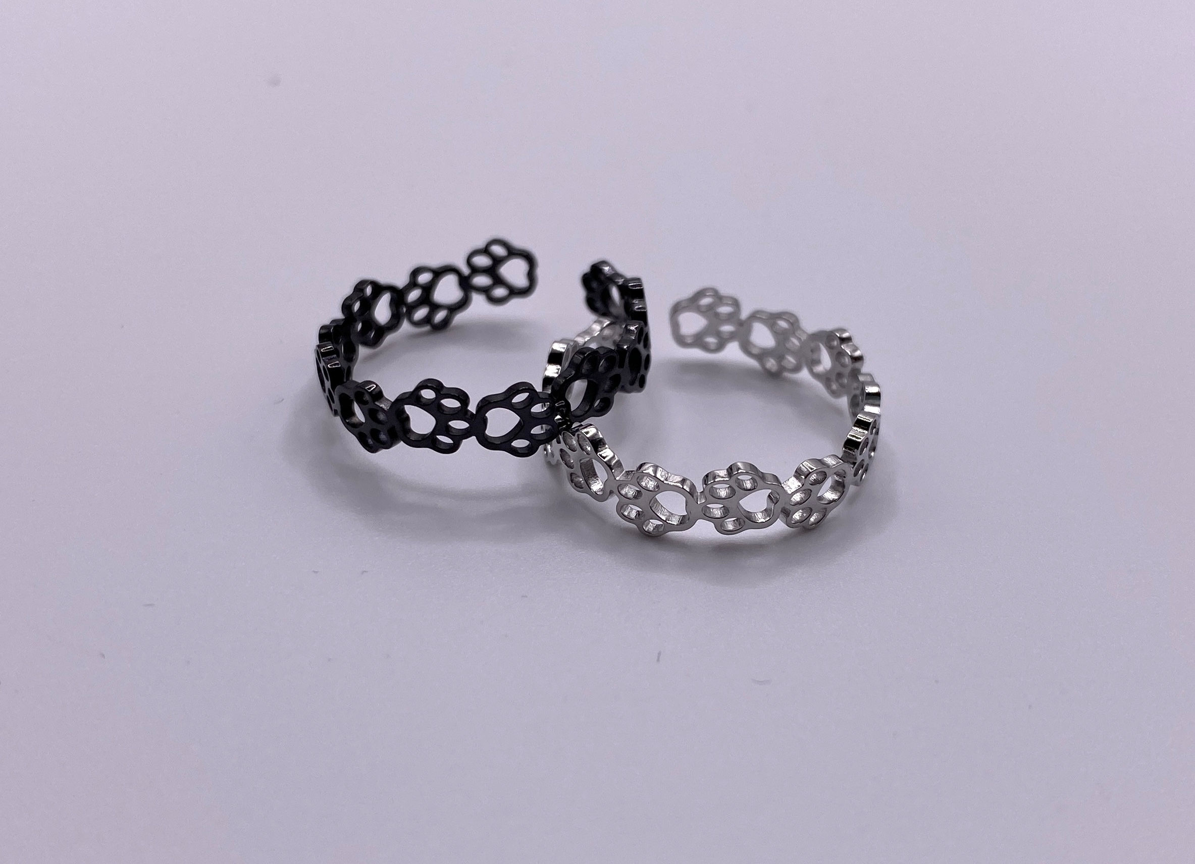 cat dog paws adjustable stainless steel ring