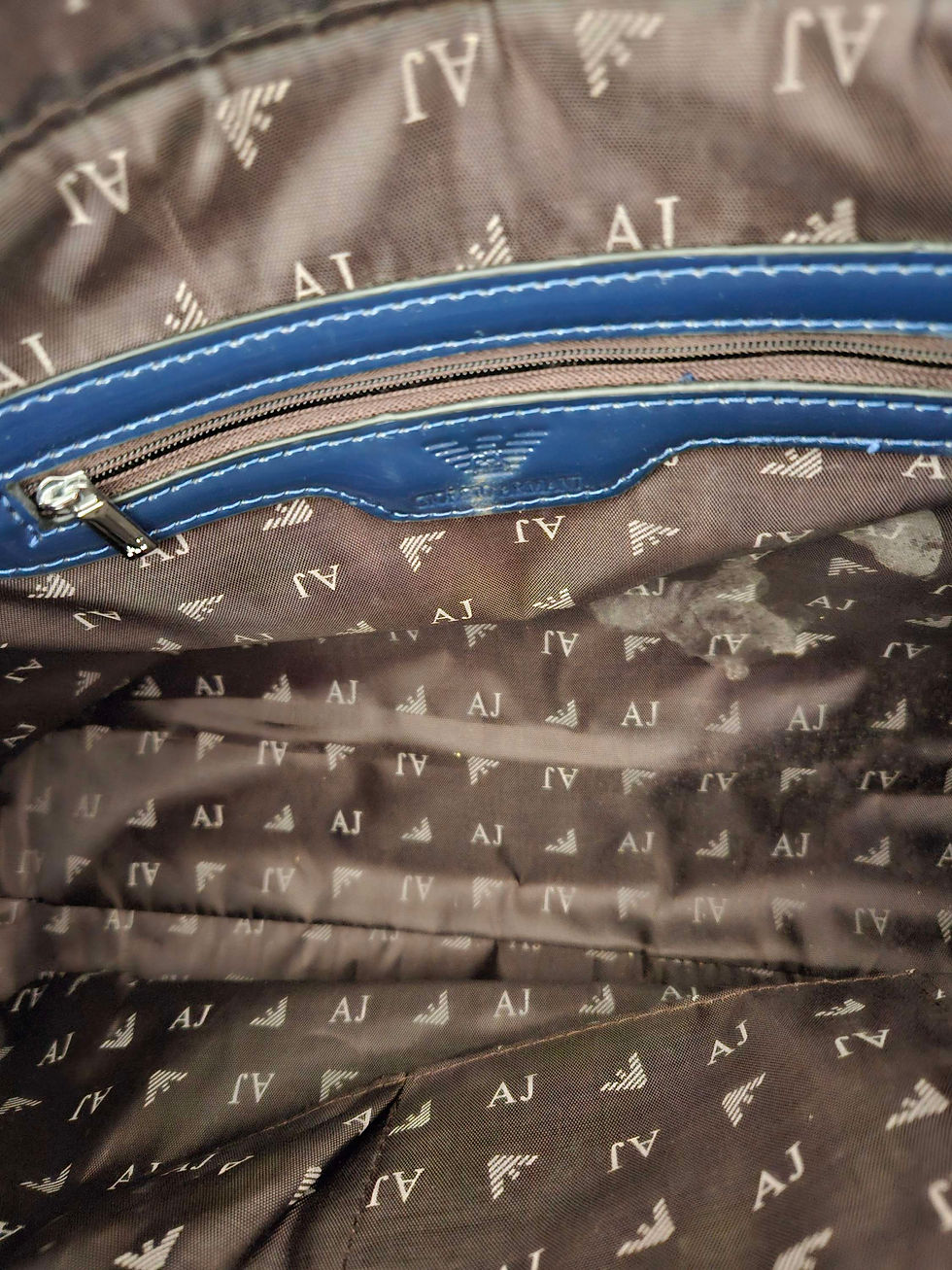 Thumbnail: AJ Dupe Patent Leather large Navy Handbag 