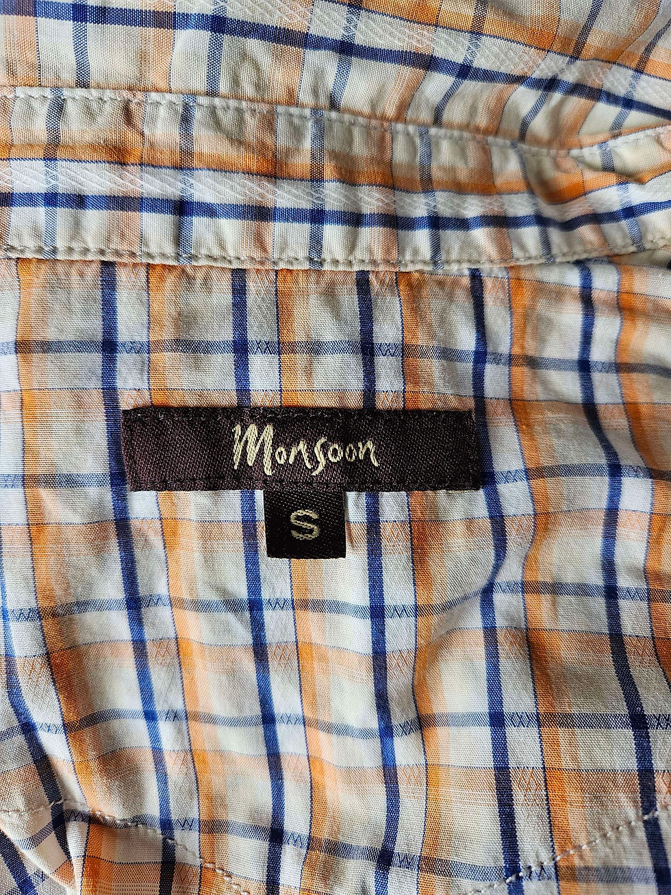 Thumbnail: Monsoon Short Sleeve Check Cotton Shirt UK Size S