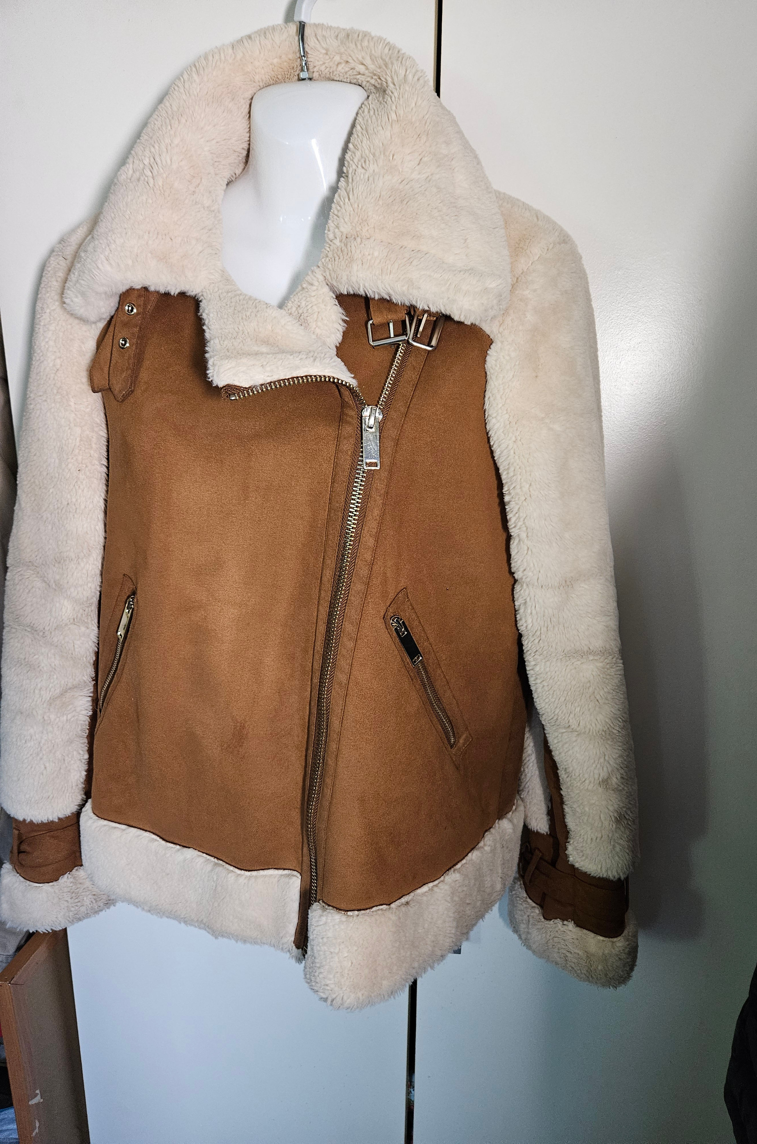 River Island Faux Fur Flying Jacket UK Size 8