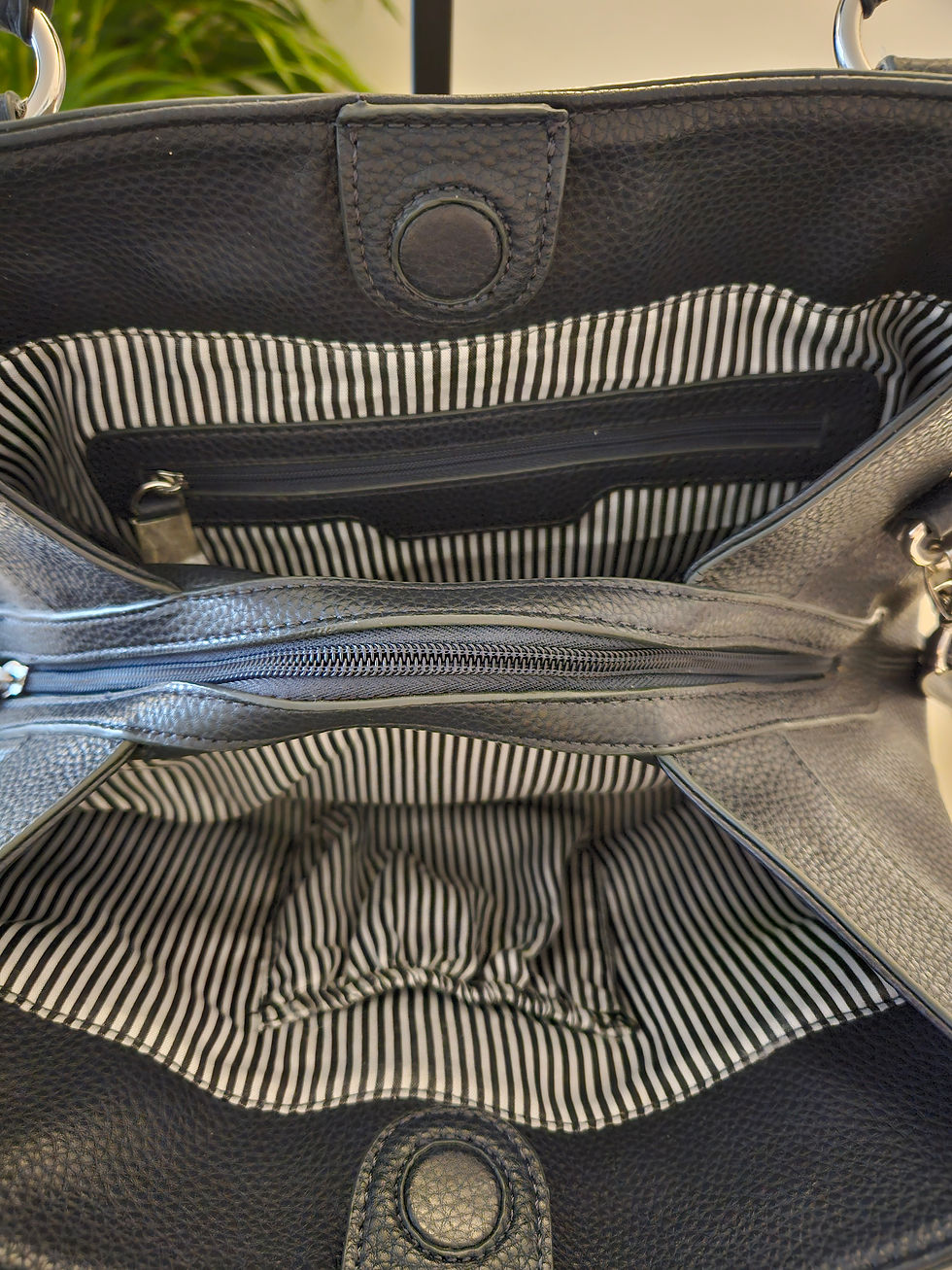 Thumbnail:  Laura Ashley Navy Pebbled Leather Top Handle Bag Crossbody Strap Handbag
