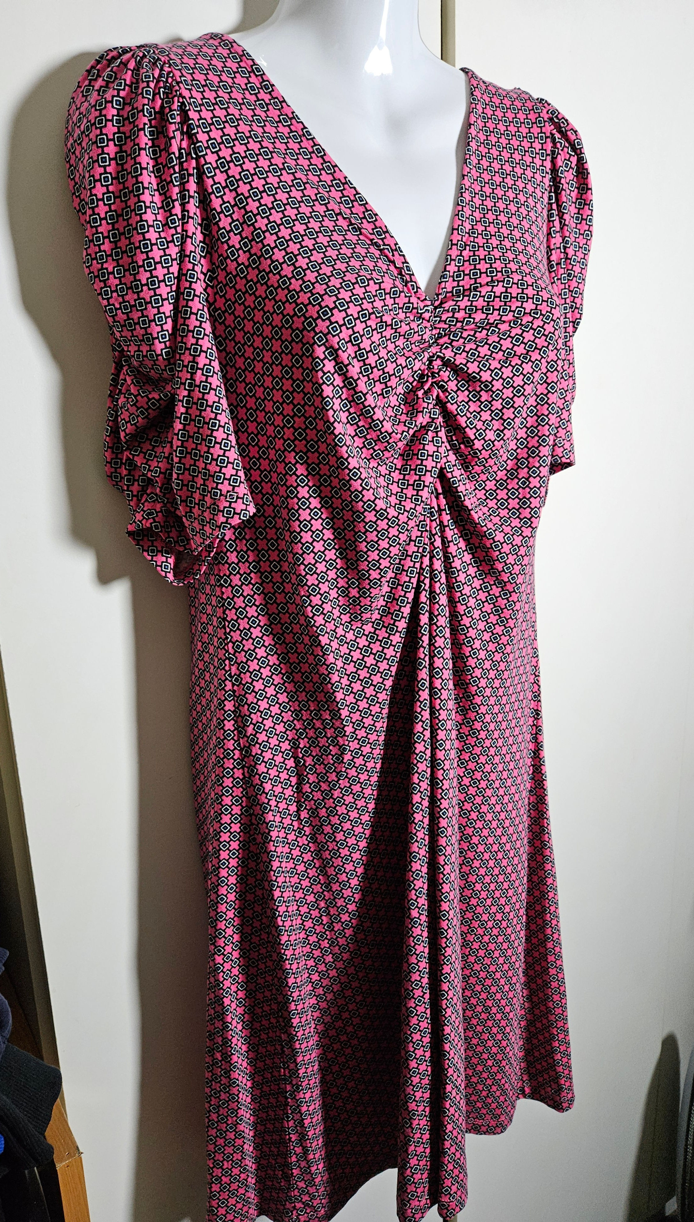 Next Ruched Sleeve Print Summer Dress UK Size 12