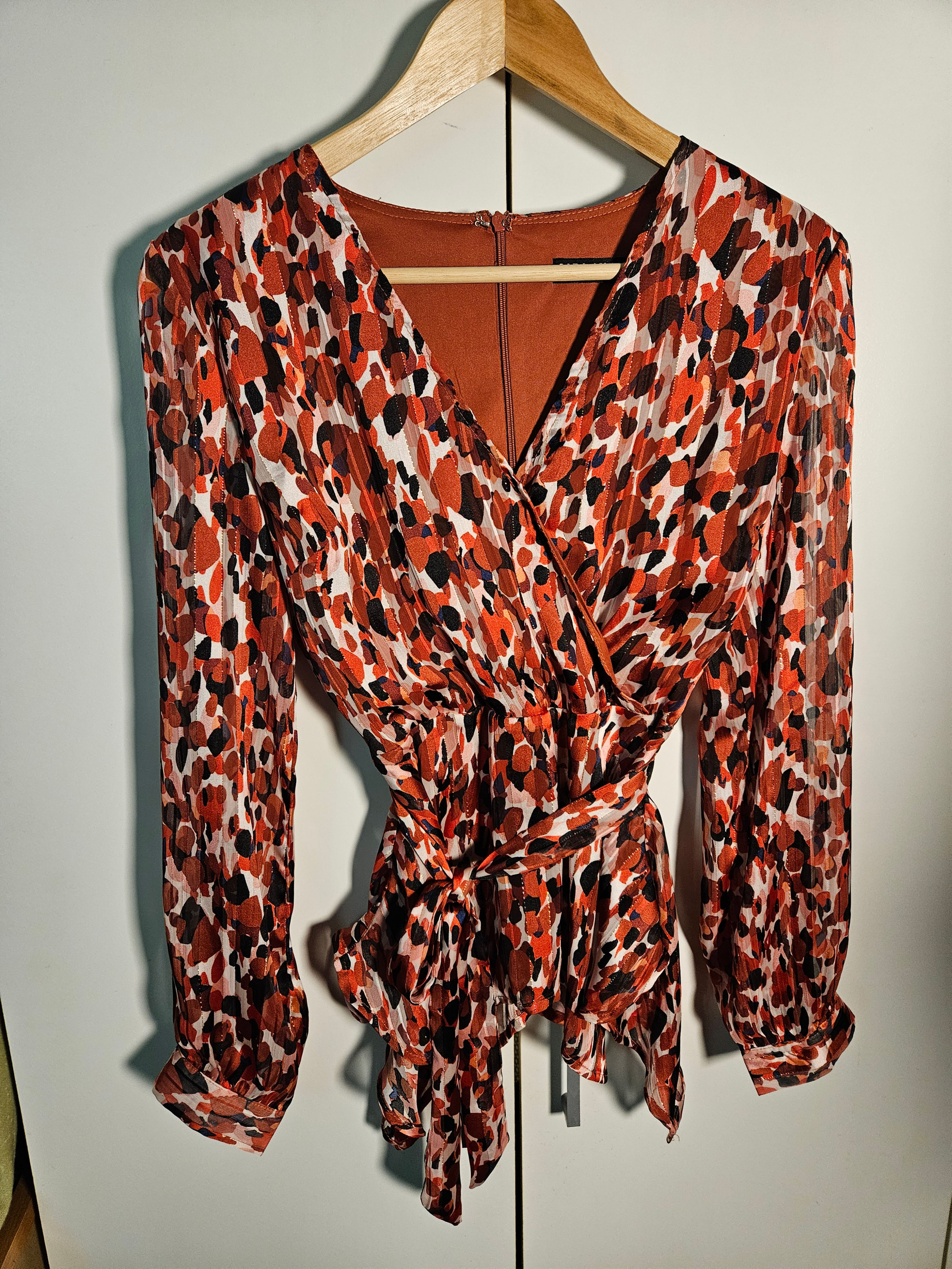 Girl in Mind Long Sleeve Print Blouse Top with Sparkle UK Size 8