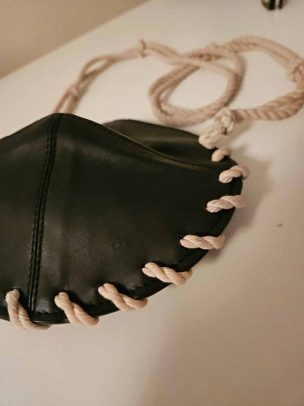 Thumbnail: Other Stories Nautical rope black Leather Shoulder Bag 