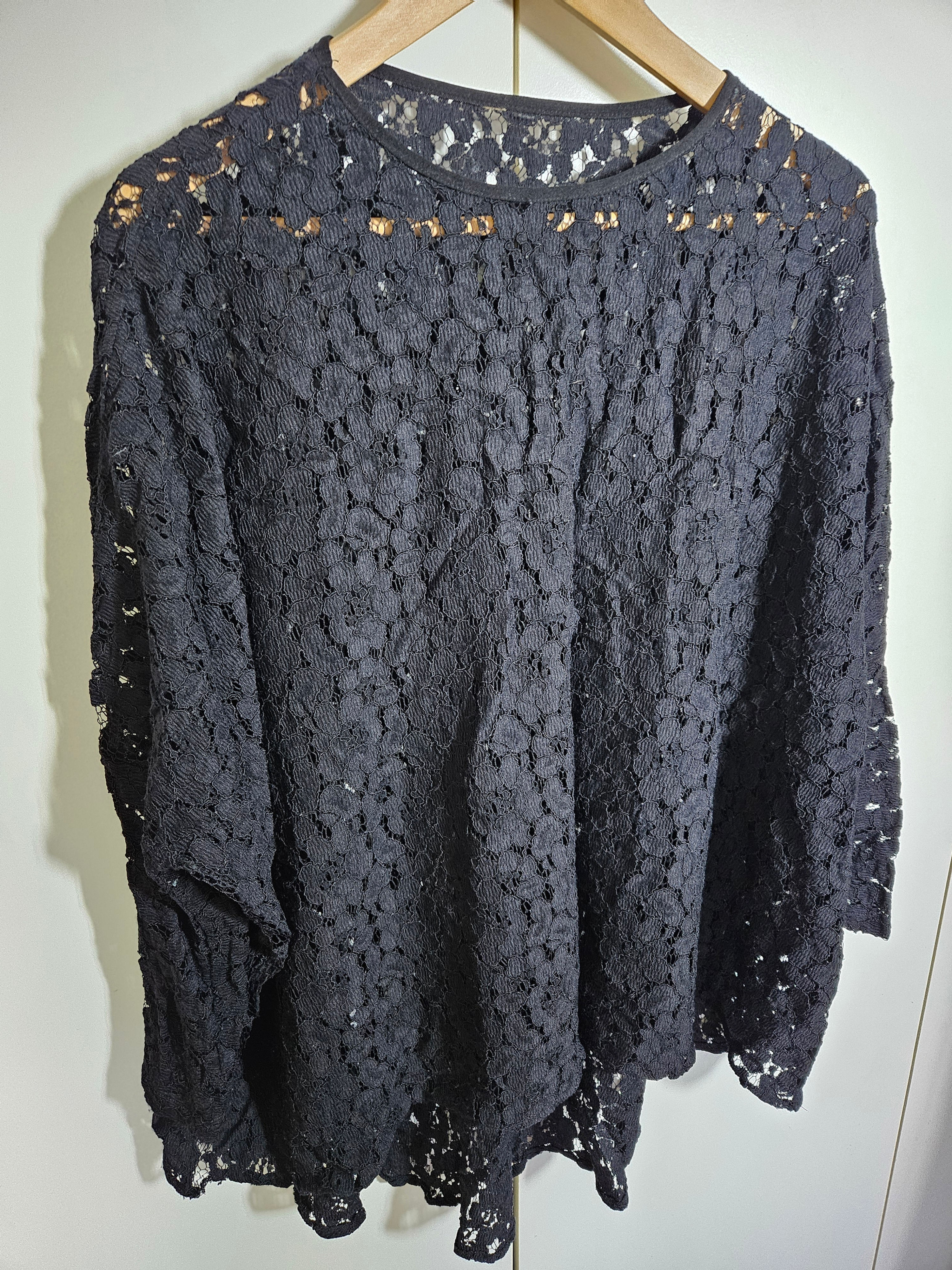 Black Lacey Baggy Top UK One Size 