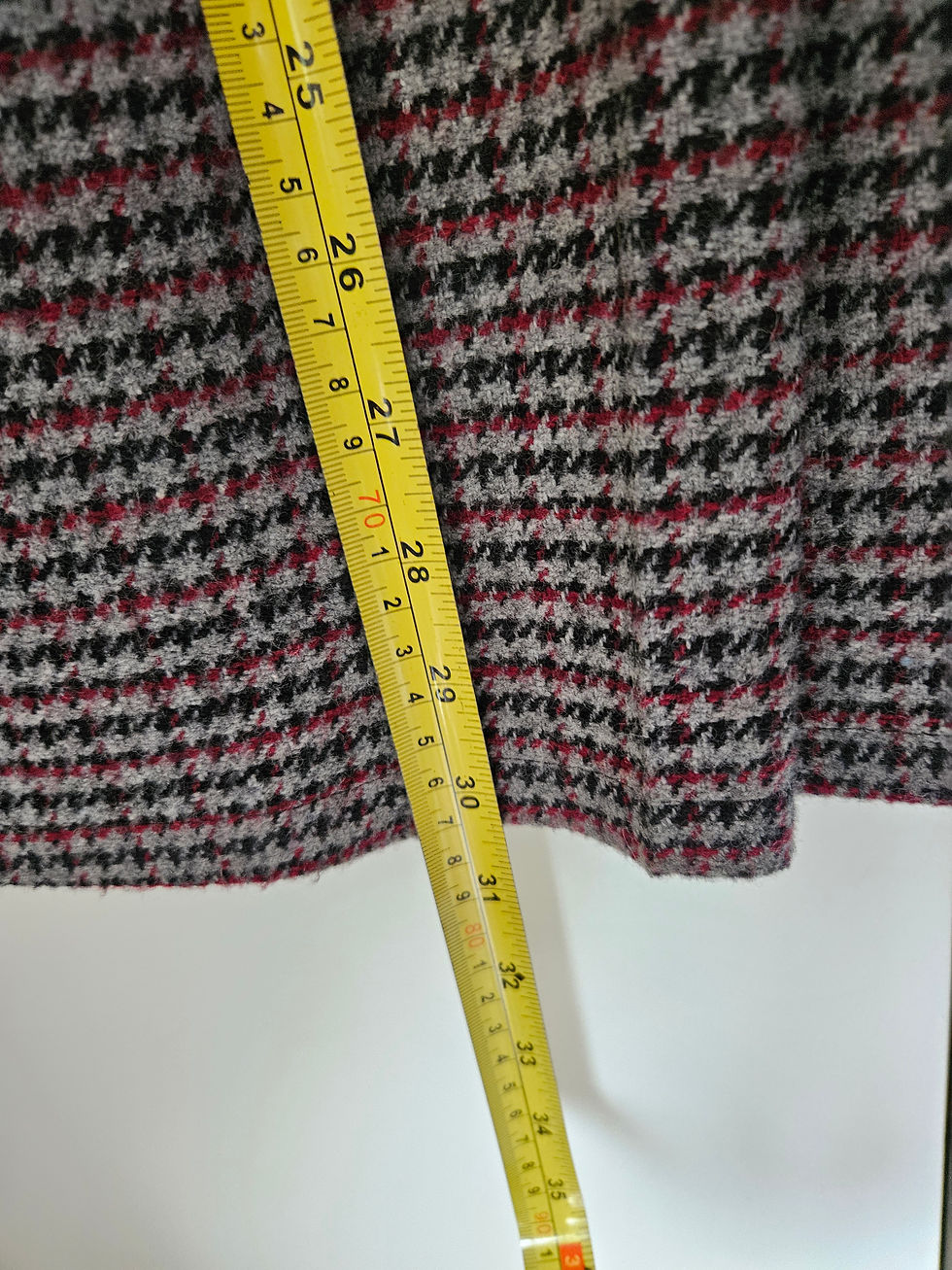 Thumbnail: Mor Cosia Vintage Mid Length Tweed Check Skirt UK Size 12