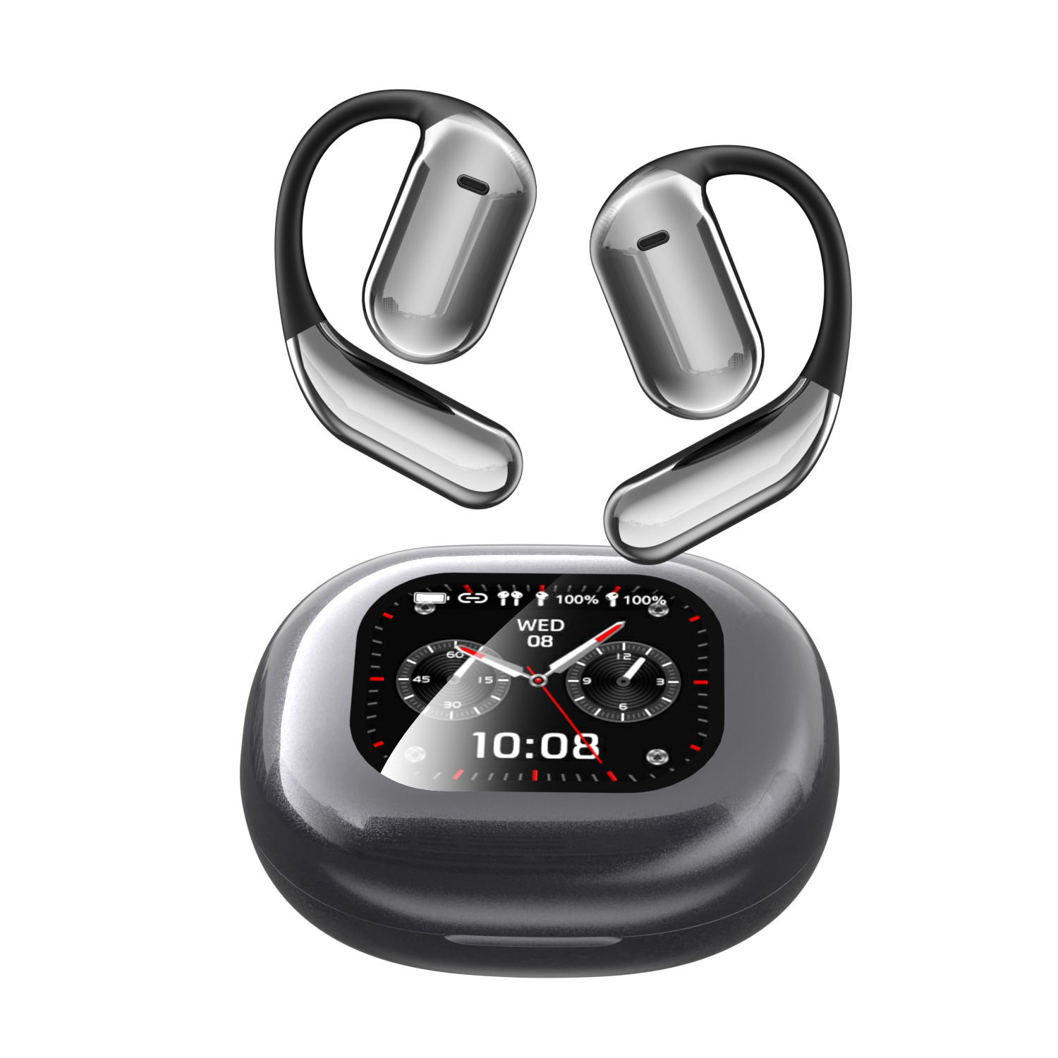 Auricular Traductor De Idiomas Profesional Lcd Open-ear Q16 Negro