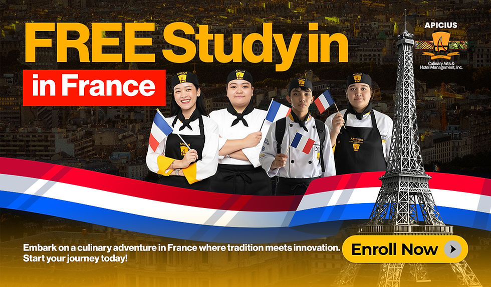 Apicius Culinary Arts students in France for their Internship who are now eligible for FREE culinary education in France.