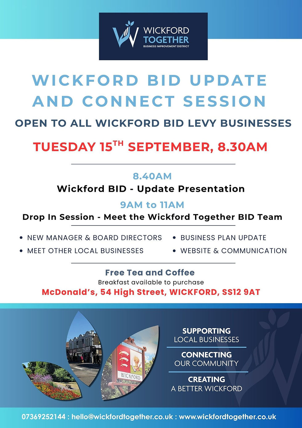 Next BID Update - Tuesday 15/9 8.30am - for all BID businesses