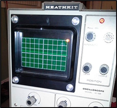 8. The “horizontal” green line shows the ripple free DC output of the filtered powerpack voltage.