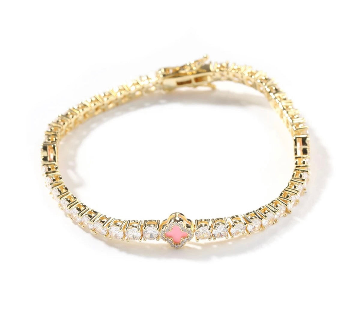 Gold clove tennis bracelet