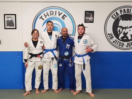 Double Celebration: Victor and Felix Awarded Blue Belts at Thrive Jiu Jitsu!Â
