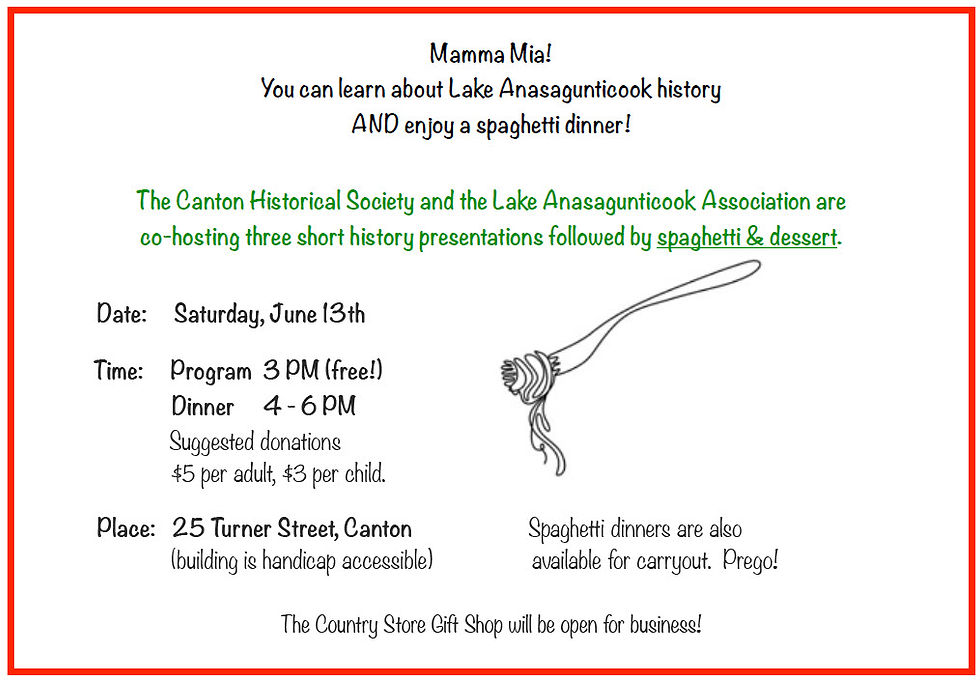 History Hour and Spaghetti Dinner