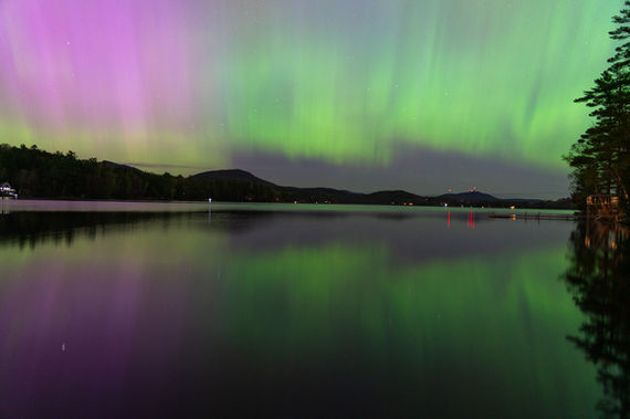 Aurora borealis over Lake Anasagunticook