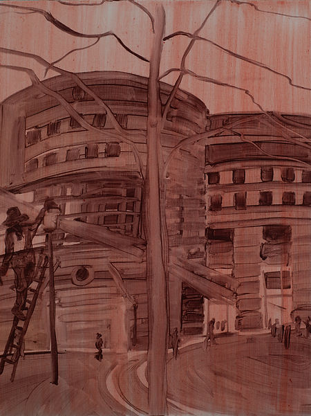 Lamplighter, Poultry (Ancestral Flashbacks series), 2026, Oil and Casein on Wood Panel, 41