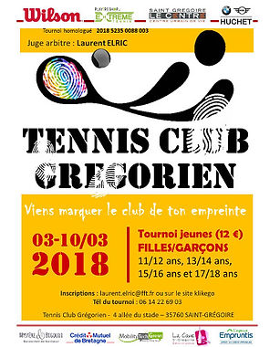 tounois jeunes hiver 2018 tennis club grégorien saint-grégoire rennes bretagne