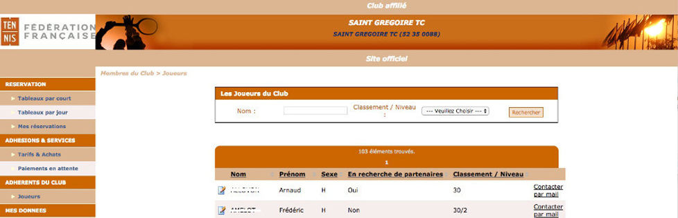 chercher partenaire loisir tennis club grégorien saint-grégoire rennes bretagne