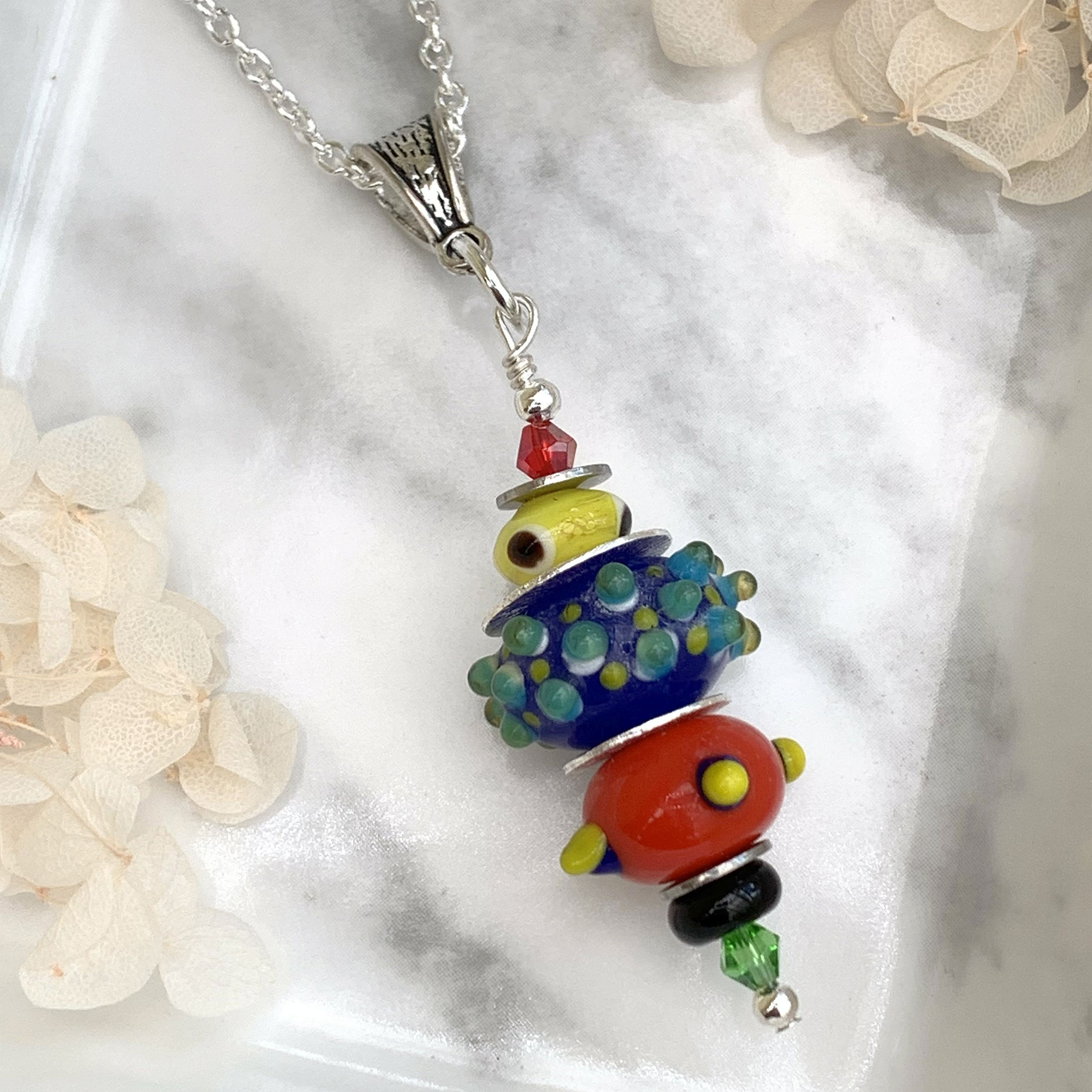 boho lampwork bead pendant