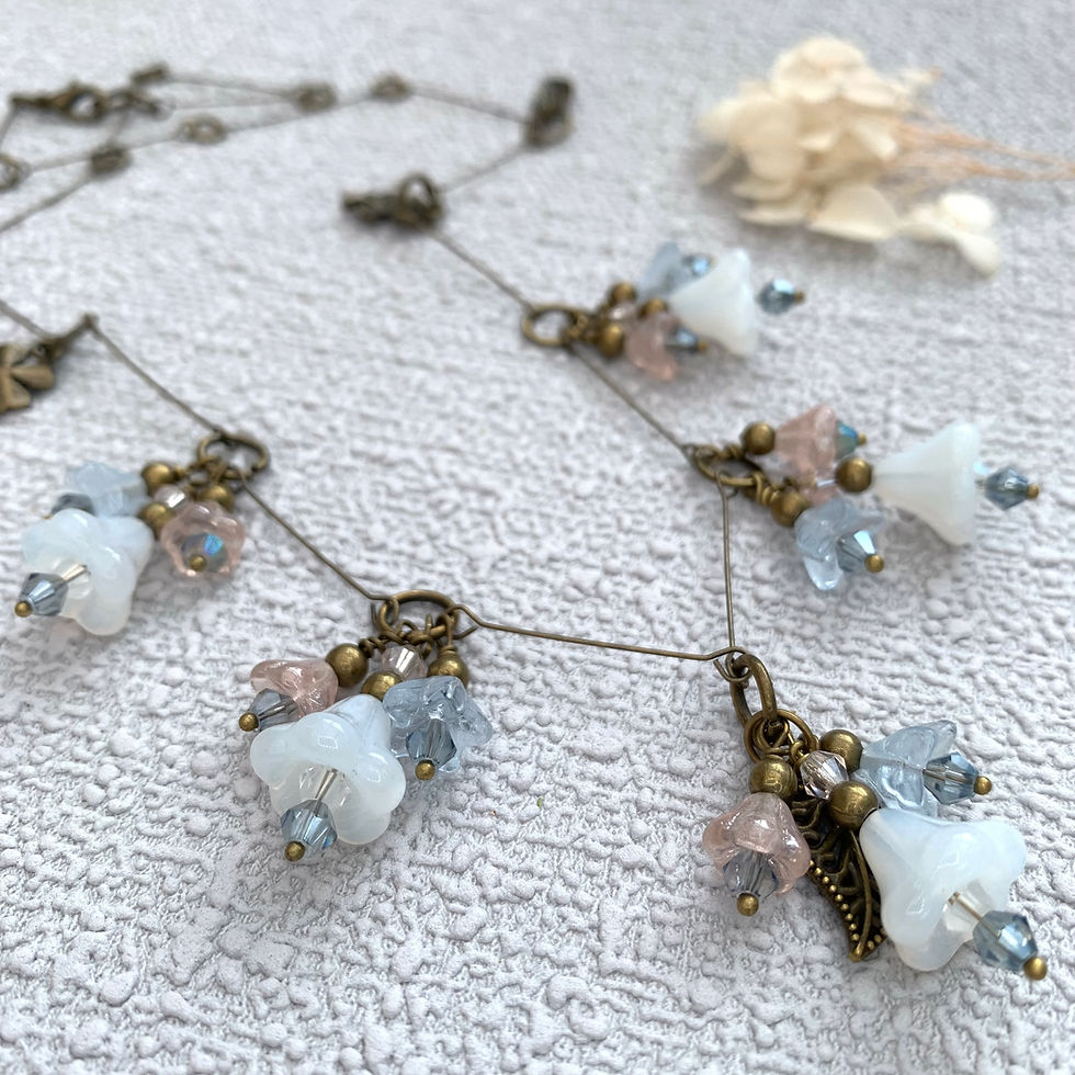 Art Nouveau Czech Glass Vintage Style Necklace Set