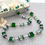 Thumbnail: Green cube bead necklace and earrings set