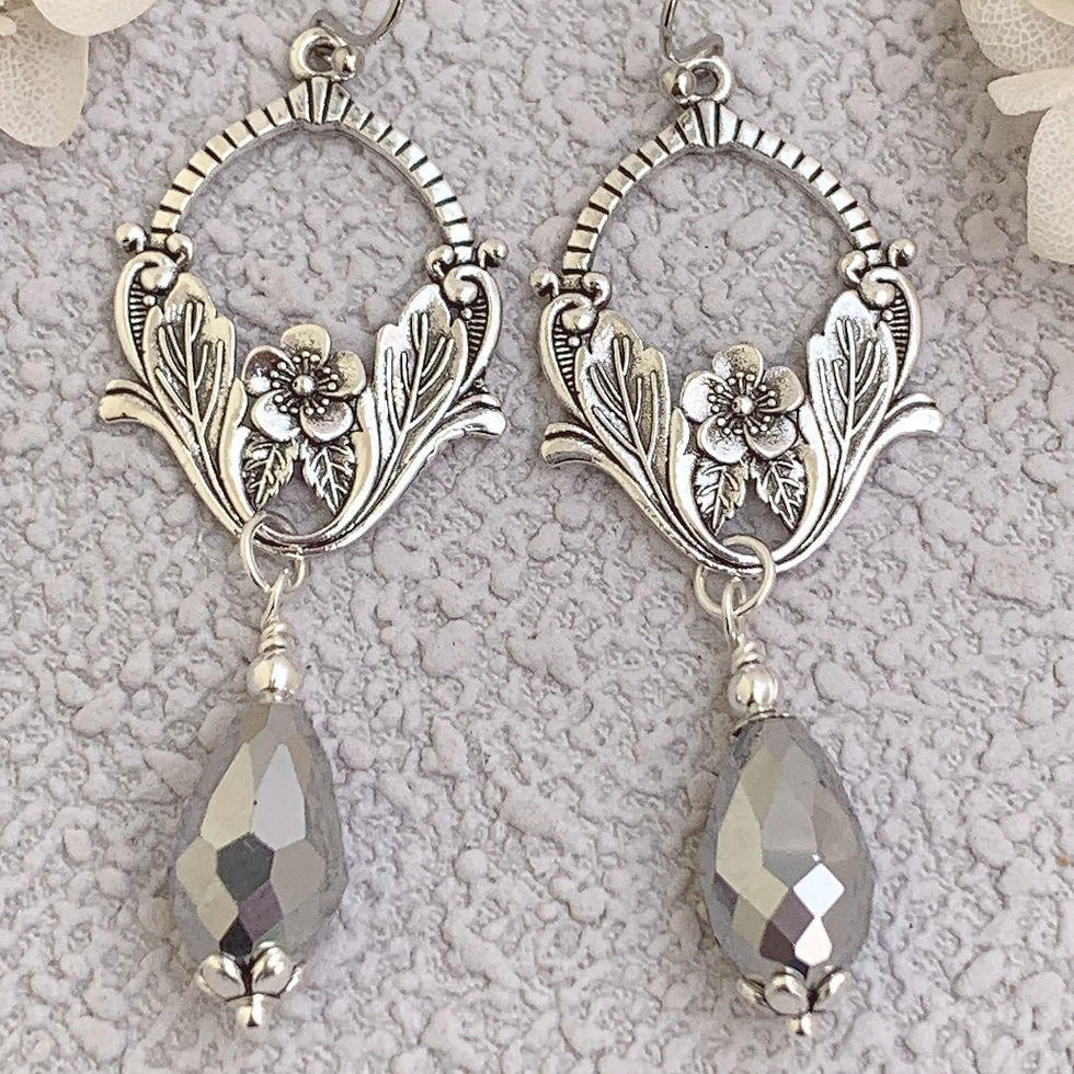 Thumbnail: Art nouveau vintage style drop earrings