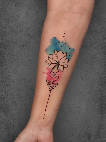 watercolour unalome tattoo