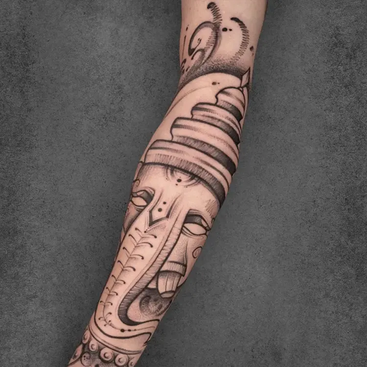 Expressive sketch-style tattoo designed by Ronit Sood at Aliens Tattoo in Delhi