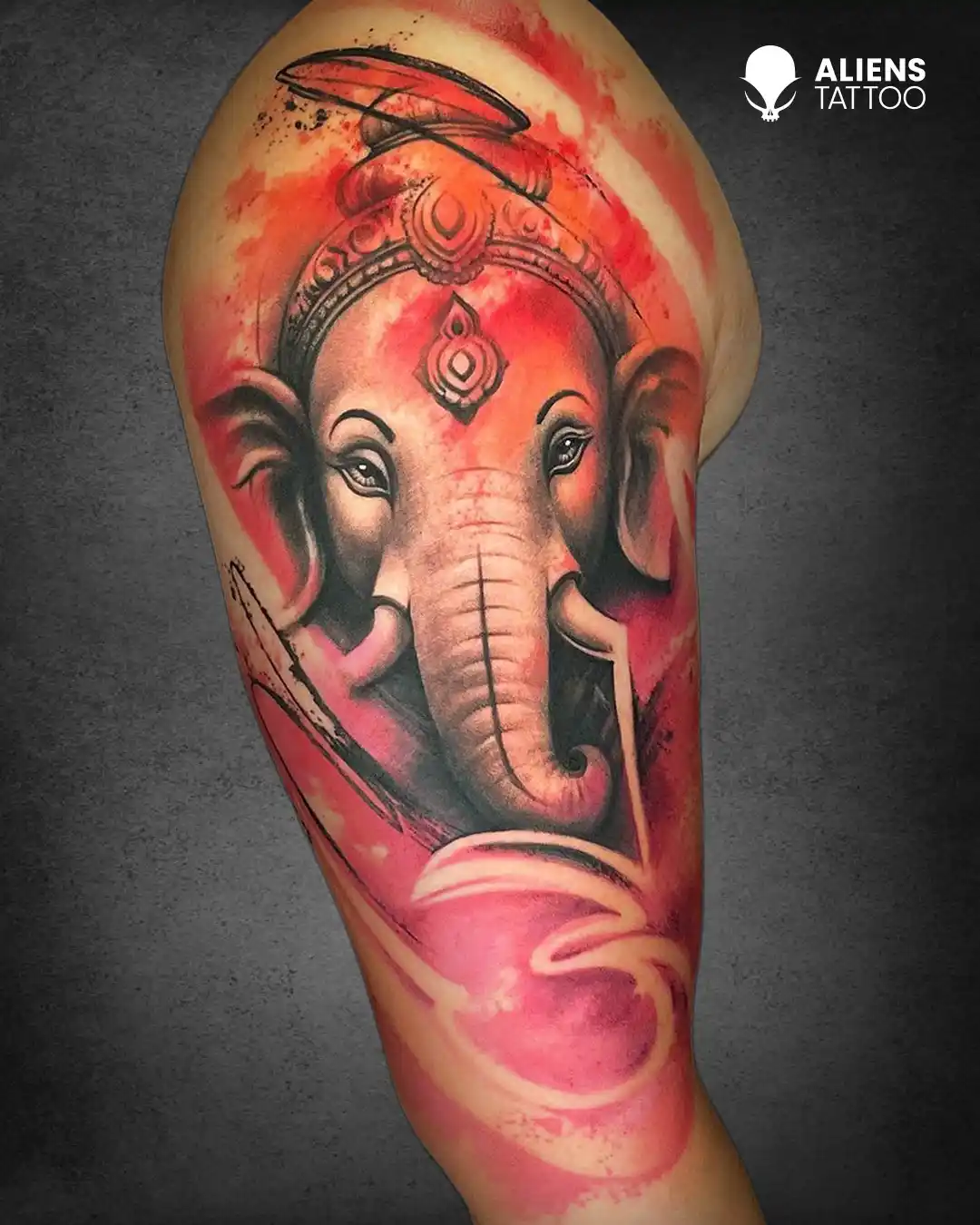 Ganesha Water Color Tattoo