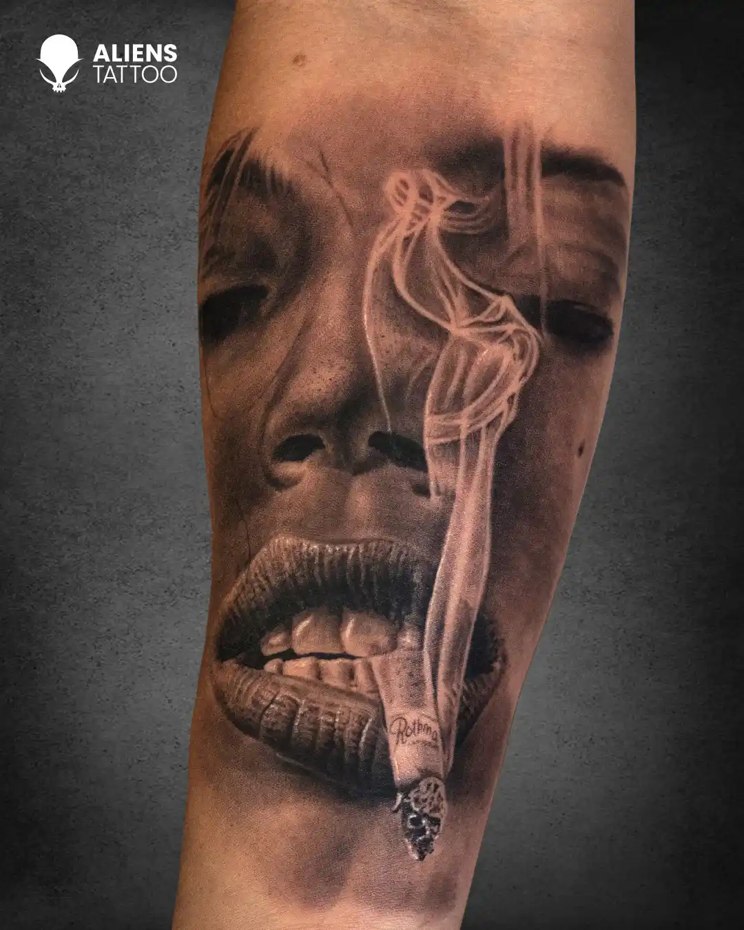 Realistic smoke tattoo
