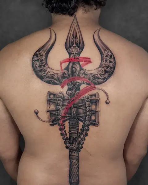 Realism Trishul tattoo