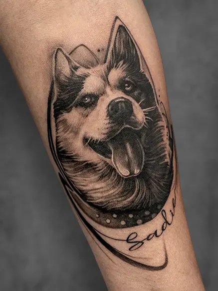 Realistic Dog Potrait tattoo