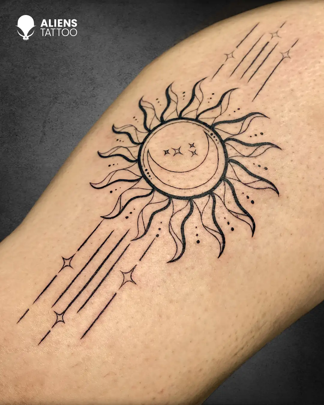 Sun Moon and Stars Tattoo