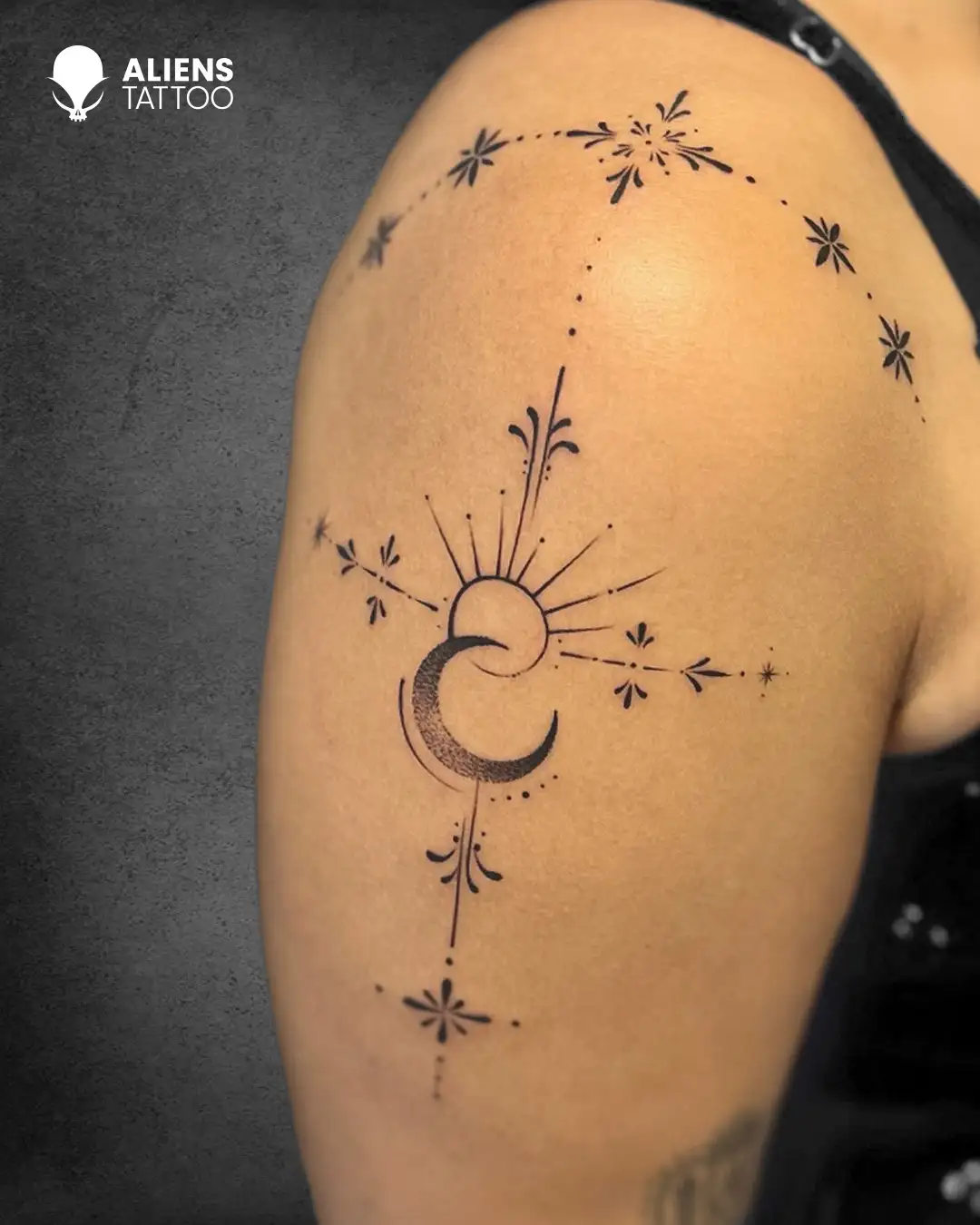 Moon Line art tattoo
