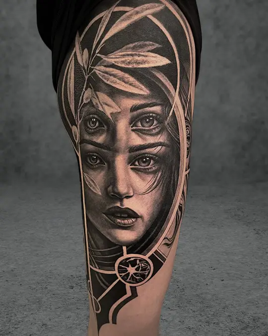 Vibrant traditional tattoo design blending bold lines by Mahima Sengar