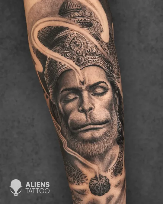 Realistic Lord Hanuman tattoo at the best tattoo studio in Kolkata