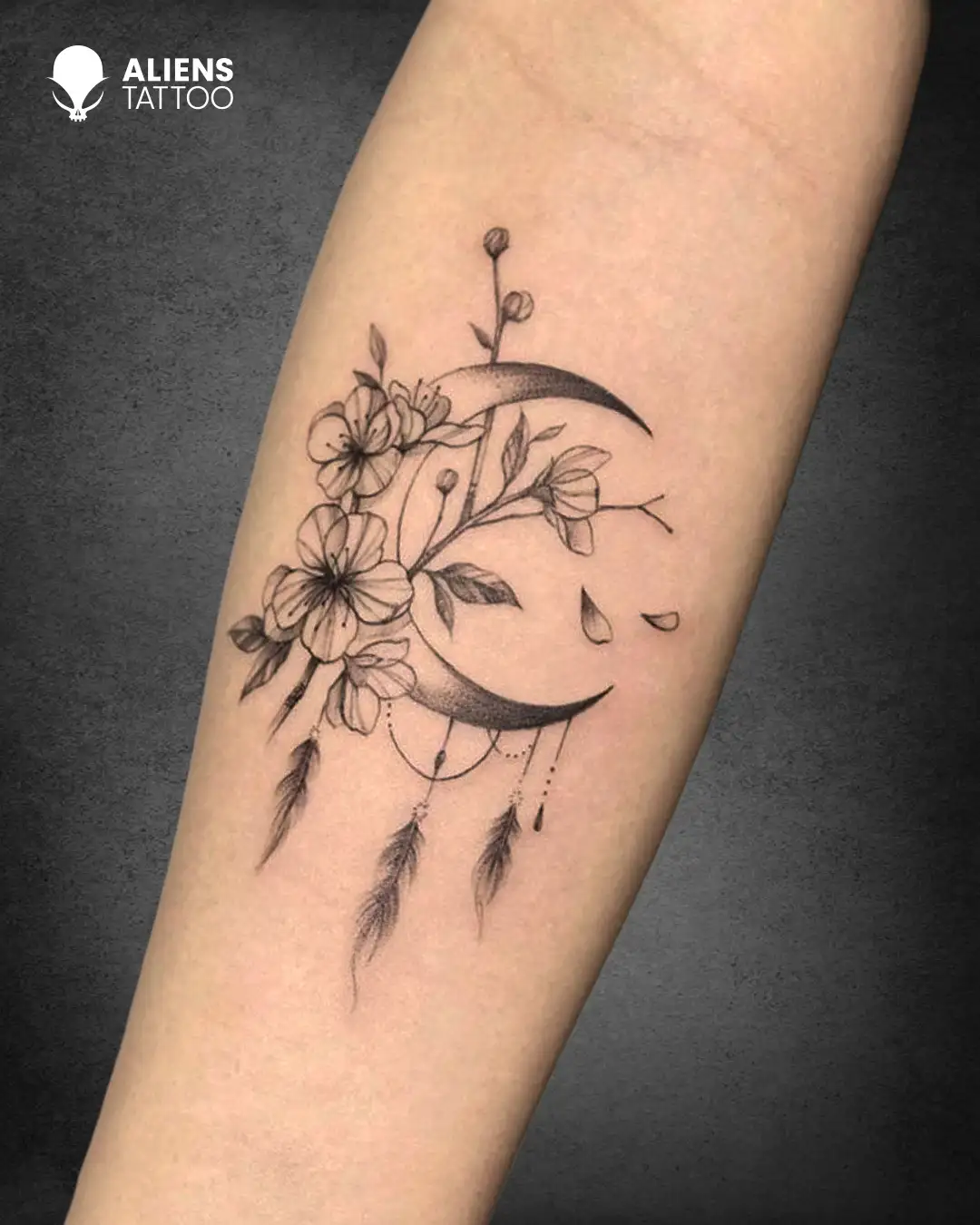 Moon and Dreamcatcher Tattoo