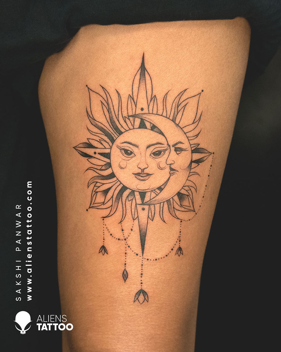 sun and moon tattoo design