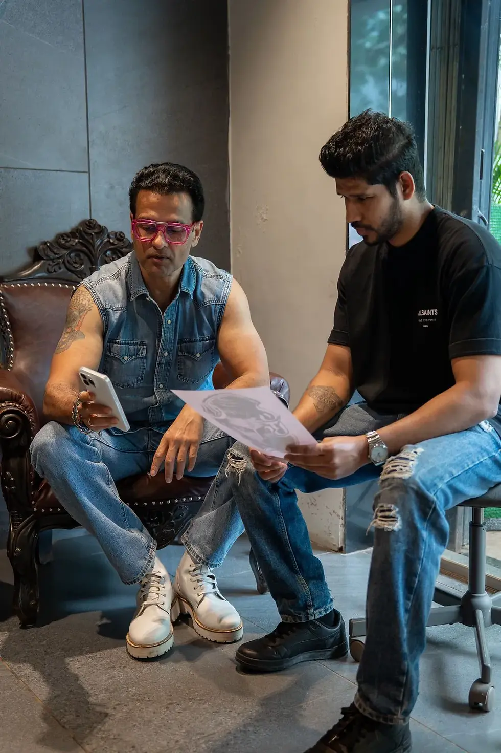 Rohit Roy Discussing Tattoo Idea With Alan Gois